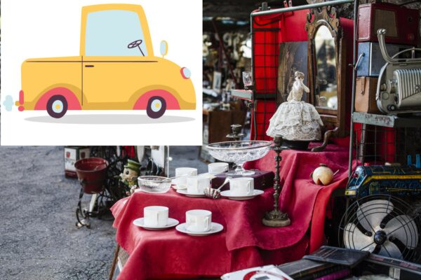 Emplacement brocante avec véhicule